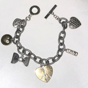Aeropostale 1987 Woman's Antique Silver Tone Charm Bracelet Stamped